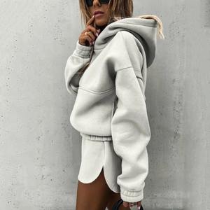 Stylish Short Women'S Hoodies High Quality Custom Logo Women Hoodie Loose Jogger <b>Cropped</b> Sweatshirt Hoodies Sets - Product Image 3