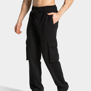 Premium Men's Black Cargo Sweatpants Loose Fit Drawstring Waist Multi <b>Pocket</b> Casual Jogger <b>Trousers</b> High Quality Wholesale - Product Image 1