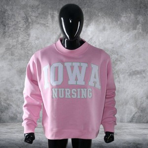 IOWA Women's Winter Autumn Nursing Custom Streetwear Mock Crew Neck Heavyweight Cotton Chenille Embroidery Patch Pullover OEM - Product Image 1