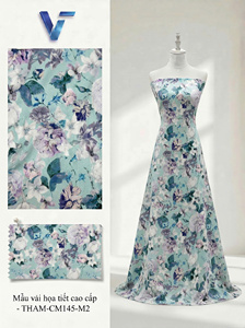 Tissu satiné floral 58/60 pouces léger et respirant 60GSM en polyester tissé, largeur personnalisable pour vêtements féminins Modèle 8027 - Product Image 1