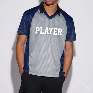 2026 High Quality Men's Football <b>Soccer</b> Jersey Dry Quick 100% Polyester V-Neck Short Sleeve Anti-Bacterial Breathable Uniform - Product Image 1