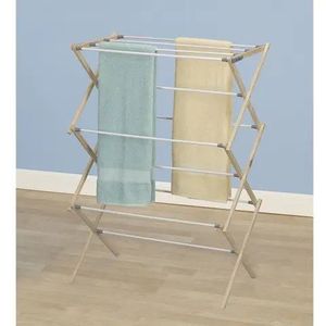 Tendedero de ropa plegable vertical de madera de diseño contemporáneo, portátil para interiores, con opción de personalización. - Product Image 2