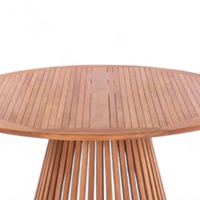 Table de salle à manger antique, finition naturelle, ronde, avec structure en teck, pour la décoration de la maison