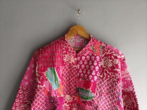 Quilted <b>Patchwork</b> <b>Jacket</b> Women's Mandarin Collar Full Sleeve Cotton Autumn Style Regular Length Patch Designs gift for her - Product Image 2