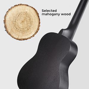 Ukelele de Concierto ADM de 23 Pulgadas, de Caoba, Color Negro Mate, con Accesorios - Product Image 5