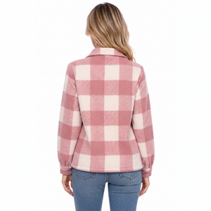 Rajputana Corporation Women <b>Pink</b> Plaid Flannel <b>Jacket</b> Zip Up Turn Down Collar Winter Fleece Coat <b>Ladies</b> Causal Winter Wear Top - Product Image 4