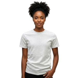 <b>Men's</b> <b>White</b> Cotton O-Neck Short Sleeve T-<b>Shirt</b> Regular Fit Casual Solid Color Jersey Knitted Plain Dyed Blank Design - Product Image 2