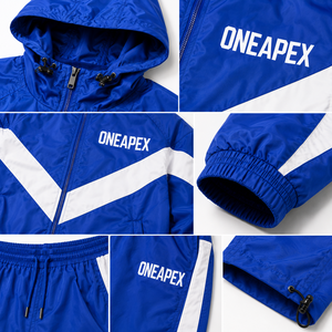 <b>Men's</b> Royal Blue <b>White</b> Hooded Tracksuit Set Lightweight Windbreaker Jacket <b>Jogger</b> Pants Sportswear Training Streetwear - Product Image 5