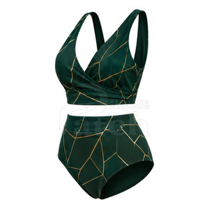 Ensemble de bikini deux pièces tendance pour femme, bas de maillot en tissu extensible, imprimé personnalisé, collection de maillots de bain pour la plage et les vacances - Product Image 3