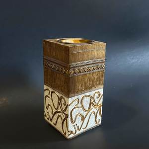 Arabian Aroma <b>Burner</b> Hand-Made Wooden Incense <b>Burner</b> With Geometric Cutout Design Sandalwood Aromatic Diffuser All-Season Use - Product Image 2