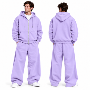 Conjunto Deportivo de Invierno para Hombre de Alta Calidad, 2 Piezas, Felpa Gruesa, Tallas Grandes, Sudadera con Cremallera Completa - Product Image 1