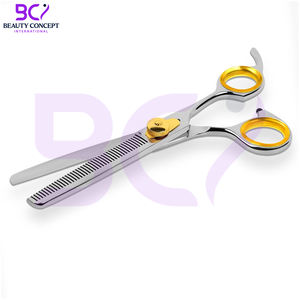กรรไกรตัดผมบางสีเงินทอง คุณภาพดีที่สุด ขนาด 6.0 นิ้ว ผลิตจากสแตนเลส สำหรับร้านเสริมสวย อุปกรณ์ตัดผมคุณภาพสูง - Product Image 2