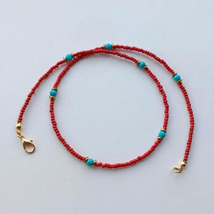 Ensemble de colliers faits à la main en corail rouge et turquoise, collier superposé doré, bijoux bohèmes, cadeau - Product Image 4