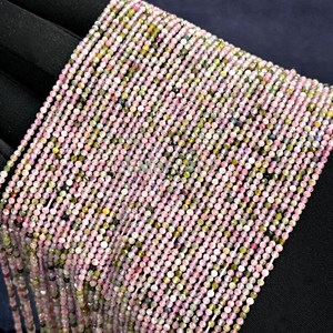 Cuentas redondas facetadas de turmalina natural multicolor de 2 mm, pequeñas cuentas de turmalina para la fabricación de joyería, cuentas sueltas facetadas al por mayor. - Product Image 6