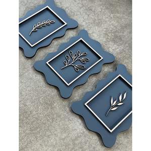 งานศิลปะตกแต่งผนังไม้ลายใบไม้สมัยใหม่ ป้ายตกแต่งบ้าน - Product Image 5