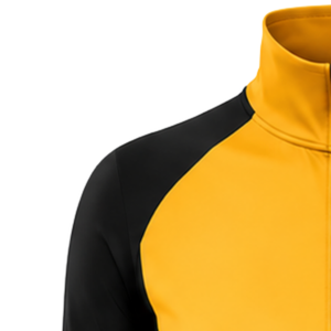 <b>Women</b> Athletic Quarter Zip <b>Top</b> Golden <b>Yellow</b> Long Sleeve Sports Training Shirt Fitted High Collar Thumbhole Performance Wear - Product Image 4
