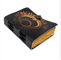 Journal en cuir véritable fait main de qualité supérieure avec serrure, design lune, carnet de notes vintage rechargeable, carnet de voyage, carnet de croquis, cadeau