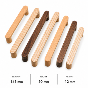 Poignée de meuble de cuisine multifonction en bois de noyer moderne, bouton de porte de placard en hêtre massif, poignée de tiroir allongée pour meubles - Product Image 2