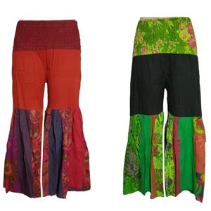 Nouveau pantalon en coton à la mode coupe décontractée avec patchs en tissu de laine vibrant taille moyenne pour un usage quotidien ou un style bohème - Product Image 1