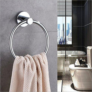 Anneau porte-serviettes auto-adhésif en acier inoxydable pour fixation murale de salle de bain, support de serviettes de toilette anti-rouille, accessoires de salle de bain modernes - Product Image 6