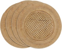 Ensemble de dessous-de-plat pliables en rotin tressé à la main, écologiques, modernes et ronds pour la table