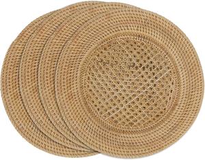 Handwoven Rattan Charger Plate Set Wicker Dinner Placemat Round Boho <b>Table</b> Setting - Product Image 4