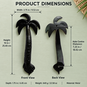 SHUBHAM <b>Black</b> Palm Tree Metal <b>Door</b> Pull Handle Decorative Coconut Tree Handle for Entrance <b>Door</b> Cabinet Wardrobe Furniture - Product Image 3