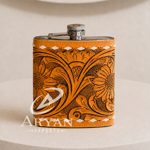 Nouvelle gourde en cuir de vache véritable de 7 oz, fabriquée à la main, grande capacité, prix d'usine, légère, idéale pour les hommes - Product Image 1