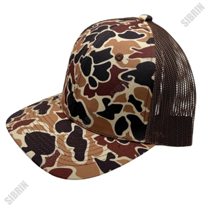 SIBRIN Custom Logo 7 Panel Trucker Hats Duck Camo Brown Mesh <b>Cap</b> Baseball <b>Flat</b> Brim <b>Caps</b> Outdoor Streetwear Spring <b>Summer</b> Sports - Product Image 2