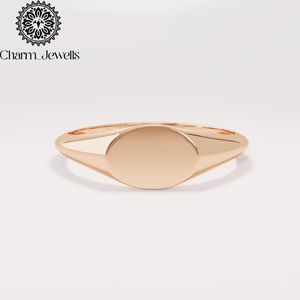 Anillo Minimalista de Oro Amarillo Charm_Jewells, Unisex, para Uso Diario, Diseño Ovalado Simple - Product Image 4