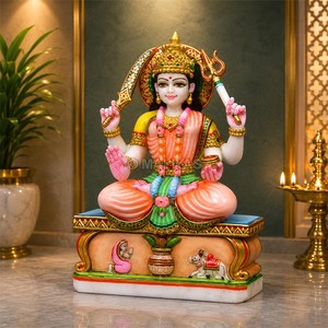 Ídolo de Santoshi Mata en Mármol para Templo |   Murti Santoshi Maa Hecho a Mano con Espada, Tridente y Mano de Bendición MALIYAS Jaipur - Product Image 5