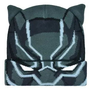 Concept One Marvel Black Panther Roll Down Cuff Beanie Hat Black One Size