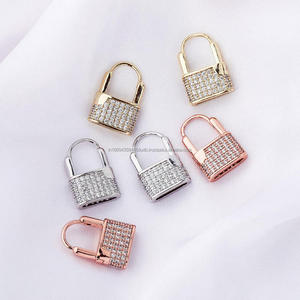 Pendientes de Plata de Ley 925 con Moissanita y Diamantes en Forma de Candado, Joyería de Lujo al por Mayor para Minoristas - Product Image 1