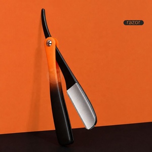 Wholesale Orange Men's Stainless Steel Folding Handle Straight Razor <b>Barber's</b> <b>Blade</b> for Shaving and Beard Cutting - Product Image 3