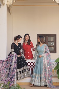 New Designer Indian and Pakistani Style Faux Georgette Material Heavy Embroidery Zari Sequence Work Anarkali Ethanic Gowns - Product Image 5