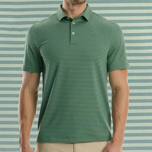 T-shirt polo homme en polyester et élasthanne à rayures, impression intégrale par sublimation, logo personnalisé brodé, vente en gros OEM - Product Image 1