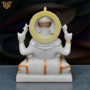 Pure White Marble Ganesh Statue | Handcrafted Lord Ganesha Idol | Premium Marble Ganpati Murti for Home Temple | 8 Inch - Product Image 5