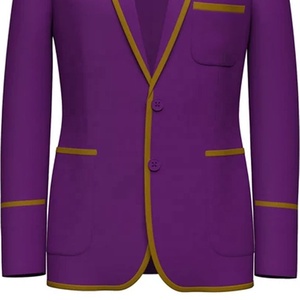 Blazer Morado para Hombre, Estilo Británico, Corte Regular, Cuello de Solapa, Tela de Lana Peinada 100% Poliéster - Product Image 3