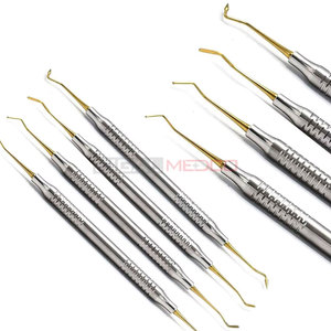Ensemble de 4 instruments dentaires manuels légers en acier inoxydable allemand plaqué or, de haute qualité, certifiés CE, pour la restauration dentaire - Product Image 4