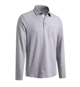 Chemise à manches longues pour homme, design personnalisé, tissu tricoté uni, coton de haute qualité, pour le golf, vente en gros, personnalisable - Product Image 5