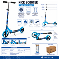 Trottinette à roues en PU de 200 mm pour adolescents et adultes, trottinette pliable réglable, fabricant OEM