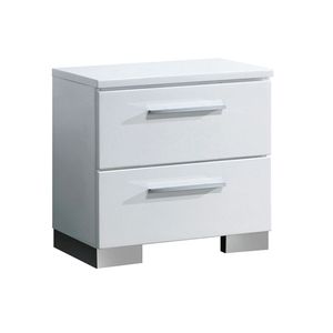 Comodino in Legno Bianco Lucido con 2 Cassetti - Product Image 1