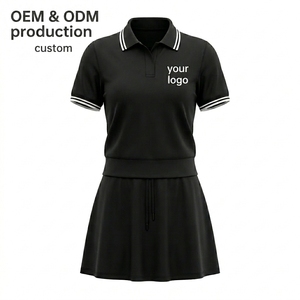 Vestido Deportivo para Mujer, Tejido Sólido, Manga Corta, Cuello en V, Falda Plisada, Cintura Elástica, OEM ODM - Product Image 5