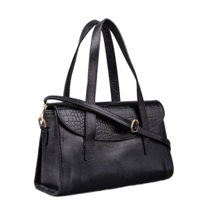 Bolso de Mano Cruzado de Gran Capacidad con Cierre de Cremallera y Patrón de Piel de Cocodrilo, en Cuero Genuino Vintage, con Forro de Poliéster para Mujer - Product Image 1