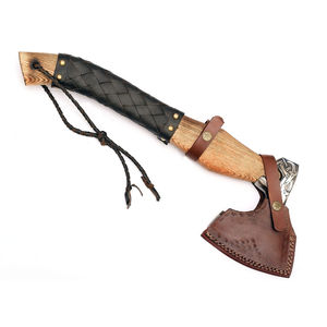 Burraq Custom Hache Tomahawk à lame barbelée de 17 pouces, lame en acier inoxydable, manche en bois de rose, fabriquée à la main, pour l'extérieur, le bricolage, l'industrie, le camping et les activités papa - Product Image 6