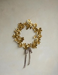 Guirnalda de Flores Metálicas Doradas, Adorno Colgante Hecho a Mano, Estilo Lujoso, Cinta Decorativa - Product Image 1