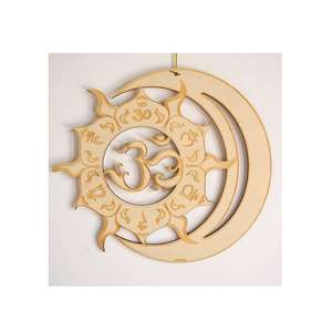 Arte Mural Flor de la Vida con Om, Rejilla de Cristal de Madera, Decoración de Pared de Geometría Sagrada, Escultura Espiritual para el Hogar y Espacio de Meditación - Product Image 1