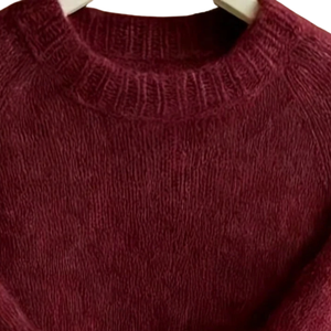 Suéter de Punto Grueso de Lana/Acrílico Color Borgoña, de Secado Rápido y Antipilling, Cuello Redondo, Manga Larga, para Mujer, Ropa Casual de Invierno - Product Image 5