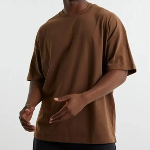 Men's 100% Cotton Woven T-Shirt Oversized Drop Shoulder Crew Neck Boxy Loose Fit Casual Crew Neck T-Shirt for Men at Price - Product Image 5