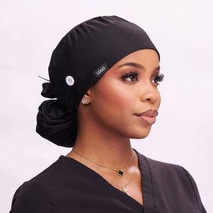 Wholesale Custom Logo Cotton Surgical Hat With Ponytail Nurse Scrub <b>Cap</b> Satin Lined for Doctor Nurse Medical Hat Size Adjustable - Product Image 3